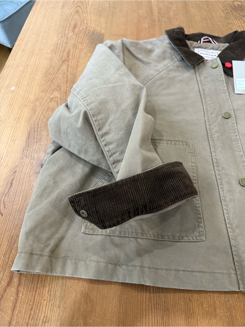 Hunter Tan Utility/Barn Jacket with Accent Brown Collar - Picture 7 of 9